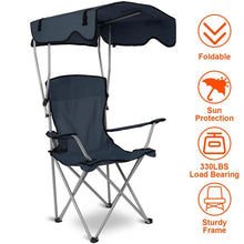 Load image into Gallery viewer, Foldable Beach Canopy Chair Sun Protection with Cup Holder