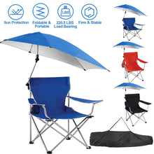 Load image into Gallery viewer, Foldable Beach Chair with Detachable Armrest Adjustable Canopy Stool with Cup Holder