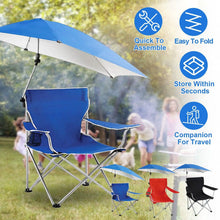 Load image into Gallery viewer, Foldable Beach Chair with Detachable Armrest Adjustable Canopy Stool with Cup Holder