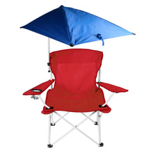 Load image into Gallery viewer, Foldable Beach Chair with Detachable Armrest Adjustable Canopy Stool with Cup Holder