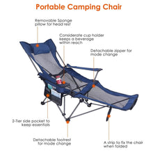 Load image into Gallery viewer, Foldable Camping Chair Heavy Duty Steel Lawn Chair with Reclining Backrest Angle