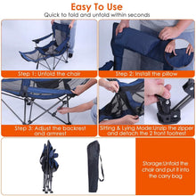 Load image into Gallery viewer, Foldable Camping Chair Heavy Duty Steel Lawn Chair with Reclining Backrest Angle