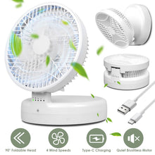 Load image into Gallery viewer, Foldable Desk Fan with 4 Wind Speeds Type-C Rechargeable Wall-Mounted
