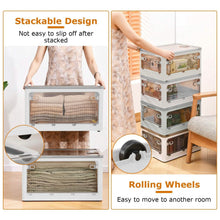 Load image into Gallery viewer, Foldable Storage Bins with Lid 4 Doors Collapsible Stackable with Lock