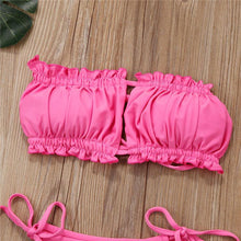 Load image into Gallery viewer, Folds Bikini Women Swimwear Bathing Suit Women's Ruffle Tie Side Bikini Set High Cut Strapless Padded Solid Bathing Suit Bikini Micro Swimsuit Female Push up Two-Piece Suit Summer