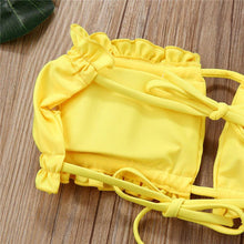 Load image into Gallery viewer, Folds Bikini Women Swimwear Bathing Suit Women's Ruffle Tie Side Bikini Set High Cut Strapless Padded Solid Bathing Suit Bikini Micro Swimsuit Female Push up Two-Piece Suit Summer