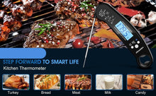 Load image into Gallery viewer, Food Kitchen Digital Meat Thermometer Waterproof Kitchen Food Cooking Thermometer with Backlight LCD Best Super Fast Electric Meat Thermometer Probe for BBQ Grilling Baking BBQ Waterproof Kitchen Cooking Tools