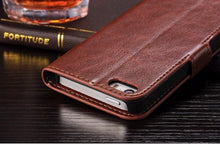 Load image into Gallery viewer, For iPhone X Case Cover for iPhone 8 7 6 6S Plus 5 5S 5SE Luxury PU Leather Flip Wallet Phone Cases Black Simple Card Holder With Magnetic Button Flip Leather Cover