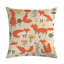 Load image into Gallery viewer, Forest Animal Fox Throw Pillow Covers Cute Cushion Cover Children Linen Cotton Teal Square Decorative for Sofa Pillow Case Decorative Cushion Pillowcases for Car Sofa Couch Woodland Girls Nursery Room Decor 45x45cm