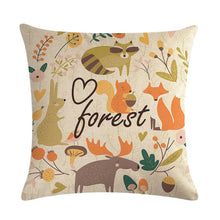 Load image into Gallery viewer, Forest Animal Fox Throw Pillow Covers Cute Cushion Cover Children Linen Cotton Teal Square Decorative for Sofa Pillow Case Decorative Cushion Pillowcases for Car Sofa Couch Woodland Girls Nursery Room Decor 45x45cm