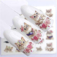 Load image into Gallery viewer, Fox Wolf Animal 3D Embossed Nail Sticker Flower Adhesive Manicure Slider Nail Art Tips Decorations Decals Manicure Design Golden Firework Star Accessories Heart Nail Art Stickers Glitter Decals Love Nail Sequins Laser Heart Nail