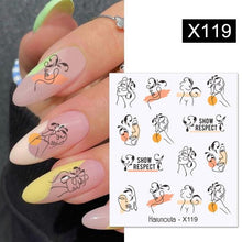 Load image into Gallery viewer, French Line Nail Water Decal Flower Marble Leaf Girl Stickers on Nails Water Ink Transfer Slider Nail Stickers Decor Kids Nails Art Decoration Nail Strips Shiny French Tip Guides Stickers French Nail Stickers Form Fringe Guides