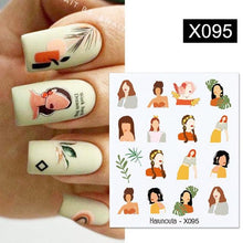 Load image into Gallery viewer, French Line Nail Water Decal Flower Marble Leaf Girl Stickers on Nails Water Ink Transfer Slider Nail Stickers Decor Kids Nails Art Decoration Nail Strips Shiny French Tip Guides Stickers French Nail Stickers Form Fringe Guides