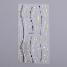 Load image into Gallery viewer, French Rose Gold Striping Tape Nail Design Stripe Lines Geometry 3D Sticker for Nails Gel Polish Sticker Decals for Manicuring Decorations Manicure Stickers Decals Silver Strip Line Nail Decal Self-Adhesive 3D Wave Decal Decoration Metallic Curve Design