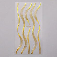 Load image into Gallery viewer, French Rose Gold Striping Tape Nail Design Stripe Lines Geometry 3D Sticker for Nails Gel Polish Sticker Decals for Manicuring Decorations Manicure Stickers Decals Silver Strip Line Nail Decal Self-Adhesive 3D Wave Decal Decoration Metallic Curve Design