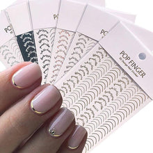 Load image into Gallery viewer, French Rose Gold Striping Tape Nail Design Stripe Lines Geometry 3D Sticker for Nails Gel Polish Sticker Decals for Manicuring Decorations Manicure Stickers Decals Silver Strip Line Nail Decal Self-Adhesive 3D Wave Decal Decoration Metallic Curve Design