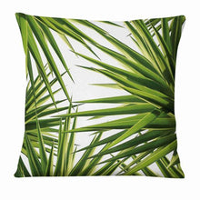 Load image into Gallery viewer, Fresh Green Leaves Digital Printed Pillowcase Home Pillow Decoration Tropical Green Leaves Throw Pillow Cover With Geometric Background Home Decorative Square Cushion Covers Cotton Linen Home Decor 45x45CM