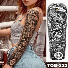Load image into Gallery viewer, Full Arm Temporary Tattoos 8 Sheets and Half Arm Shoulder Waterproof Tattoos Elegant Large Lion Sleeve Sticker Tattoo Waterproof Temporary Big Wolf Tatoos For Men and Women