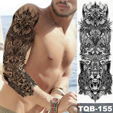Load image into Gallery viewer, Full Arm Temporary Tattoos 8 Sheets and Half Arm Shoulder Waterproof Tattoos Elegant Large Lion Sleeve Sticker Tattoo Waterproof Temporary Big Wolf Tatoos For Men and Women