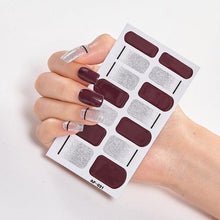Load image into Gallery viewer, Full Cover Nail Stickers Nail Polish Nail Decoration Nails Sticker Designer Self Adhesive Nail Sticker Creative Nail Art Sticker Sticker Nail Decorations Accessories Metal Curve Stripe Lines Design Letter Nail Sticker Adhesive Decoration Template