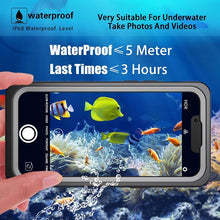 Load image into Gallery viewer, Full Sealed Underwater Case For iPhone 14 13 12 Pro Max Mini 11 XS Max XR 6 7 8 Plus 5 Waterproof Diving Swim Cover Waterproof Case for iPhone Slim Fit Snow Resistant Case Strong Phone Case & Screen Protector