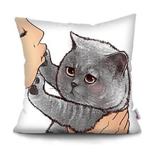 Load image into Gallery viewer, Funny Cute Cat Plush Cushion Pillow Covers Cat Pillow Cases Animal Kitty Pillowcase Cotton Linen Cushion Cover For Couch Cover Pillows Cases For Sofa Home Decoration Pillowcase Polyester Throw Pillow Case 45x45CM