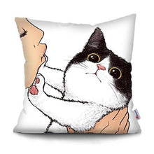 Load image into Gallery viewer, Funny Cute Cat Plush Cushion Pillow Covers Cat Pillow Cases Animal Kitty Pillowcase Cotton Linen Cushion Cover For Couch Cover Pillows Cases For Sofa Home Decoration Pillowcase Polyester Throw Pillow Case 45x45CM