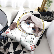 Load image into Gallery viewer, Funny Cute Cat Plush Cushion Pillow Covers Cat Pillow Cases Animal Kitty Pillowcase Cotton Linen Cushion Cover For Couch Cover Pillows Cases For Sofa Home Decoration Pillowcase Polyester Throw Pillow Case 45x45CM