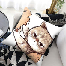 Load image into Gallery viewer, Funny Cute Cat Plush Cushion Pillow Covers Cat Pillow Cases Animal Kitty Pillowcase Cotton Linen Cushion Cover For Couch Cover Pillows Cases For Sofa Home Decoration Pillowcase Polyester Throw Pillow Case 45x45CM