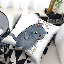 Load image into Gallery viewer, Funny Cute Cat Plush Cushion Pillow Covers Cat Pillow Cases Animal Kitty Pillowcase Cotton Linen Cushion Cover For Couch Cover Pillows Cases For Sofa Home Decoration Pillowcase Polyester Throw Pillow Case 45x45CM