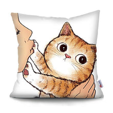 Load image into Gallery viewer, Funny Cute Cat Plush Cushion Pillow Covers Cat Pillow Cases Animal Kitty Pillowcase Cotton Linen Cushion Cover For Couch Cover Pillows Cases For Sofa Home Decoration Pillowcase Polyester Throw Pillow Case 45x45CM
