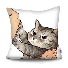 Load image into Gallery viewer, Funny Cute Cat Plush Cushion Pillow Covers Cat Pillow Cases Animal Kitty Pillowcase Cotton Linen Cushion Cover For Couch Cover Pillows Cases For Sofa Home Decoration Pillowcase Polyester Throw Pillow Case 45x45CM