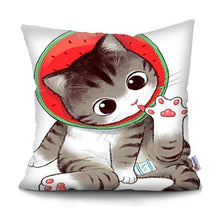 Load image into Gallery viewer, Funny Cute Cat Plush Cushion Pillow Covers Cat Pillow Cases Animal Kitty Pillowcase Cotton Linen Cushion Cover For Couch Cover Pillows Cases For Sofa Home Decoration Pillowcase Polyester Throw Pillow Case 45x45CM