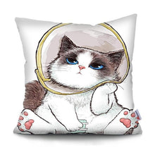 Load image into Gallery viewer, Funny Cute Cat Plush Cushion Pillow Covers Cat Pillow Cases Animal Kitty Pillowcase Cotton Linen Cushion Cover For Couch Cover Pillows Cases For Sofa Home Decoration Pillowcase Polyester Throw Pillow Case 45x45CM