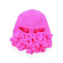 Load image into Gallery viewer, Funny Party Octopus Beard Hat Unisex Animal Cthulhu Crocheted Tentacle Knit Wind Mask Ski Cap Halloween Hats Bear Boys Octopus Beanie Hat For Men Winter Warm Skiing Biking Costume Squid Mask Foldaway Beard Octopus Pirate Hats Bearded Caps