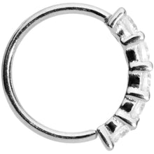 Load image into Gallery viewer, 20G 1/4 Clear CZ Gem 14k White Gold Seamless Circular Ring