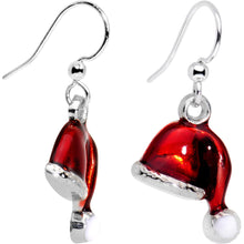 Load image into Gallery viewer, Silver Plated Red Santa Cap Christmas Fishhook Earrings