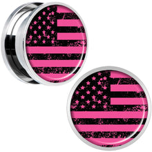 Load image into Gallery viewer, Pink American Flag Steel Screw Fit Plug Set 18mm
