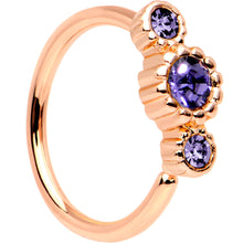 Load image into Gallery viewer, 20G Purple CZ Gem Rose Gold IP Triplet Seamless Circular Ring