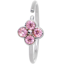 Load image into Gallery viewer, 20G 3/8 Pink Gem Star Flower Seamless Circular Ring