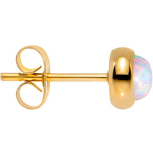 Load image into Gallery viewer, White Synthetic Opal Gold IP 316L Surgical Steel Stud Earrings
