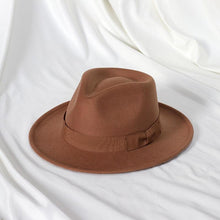 Load image into Gallery viewer, Gentleman New Fashion Men Fedoras Hat Jazz Hat With Bow Tie Fedora Hats Fashionable Classic Wide Brim Hat Elegant Soft Outdoor Cap Casual Hat For Daily Wear