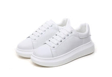 Load image into Gallery viewer, Genuine Leather Women Platform Sneakers Autumn Fashion Sports Little White Shoes Platform Flats Casual Lace Up Woman Comfort Walking Sneakers
