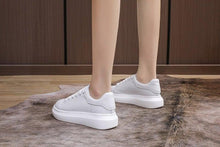 Load image into Gallery viewer, Genuine Leather Women Platform Sneakers Autumn Fashion Sports Little White Shoes Platform Flats Casual Lace Up Woman Comfort Walking Sneakers