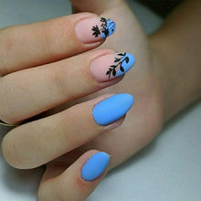 Load image into Gallery viewer, Geometrics Blue Flower Leaves Water Decals Stickers Special Floral Transfer Slider For Nails Decoration Nail Art Stickers Black White Flower Palm Leaf Nail Self-Adhesive Decals Nail Stickers Water Transfer Fresh Nail Decals for Nail Art Butterfly Palm