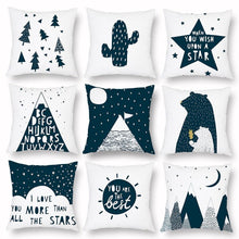 Load image into Gallery viewer, Geometry Cushion Cover Trees Cactus Bear Star Pattern Cushion Cover Pillowcase Cotton Pillow Sofa Throw White Printed Print Decorative Pillow Covers For Sofa Bed Sweet Home Decor Case 45x45CM