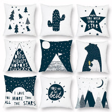 Load image into Gallery viewer, Geometry Cushion Cover Trees Cactus Bear Star Pattern Cushion Cover Pillowcase Cotton Pillow Sofa Throw White Printed Print Decorative Pillow Covers For Sofa Bed Sweet Home Decor Case 45x45CM