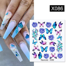 Load image into Gallery viewer, Geometry Line Stripe Nail Sticker Floral Butterfly Design Water Decals Slider Wraps Decoration Nail Art Accessories Water Transfer Nail Decals Sticker For Pretty Girl Self-Adhesive Nail Decals Designer Nail Stickers for Acrylic Decal Decoration