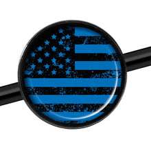Load image into Gallery viewer, 14G Blue American Flag Black Industrial Barbell 37mm