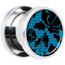 Load image into Gallery viewer, Blue Floral Lace Steel Screw Fit Plug Set 00G